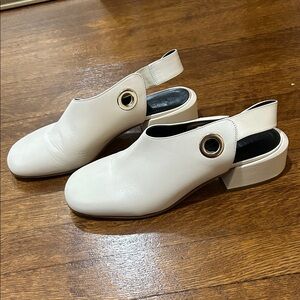 Tibi Cream Slingback Mules